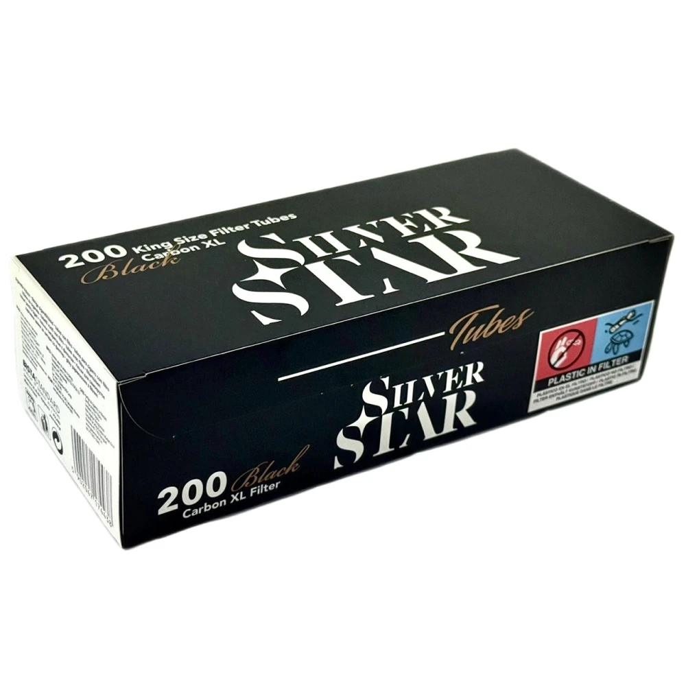 Гільзи для набивання сигарет SILVER STAR CARBON BLACK - WHITE X-LONG (200 шт)