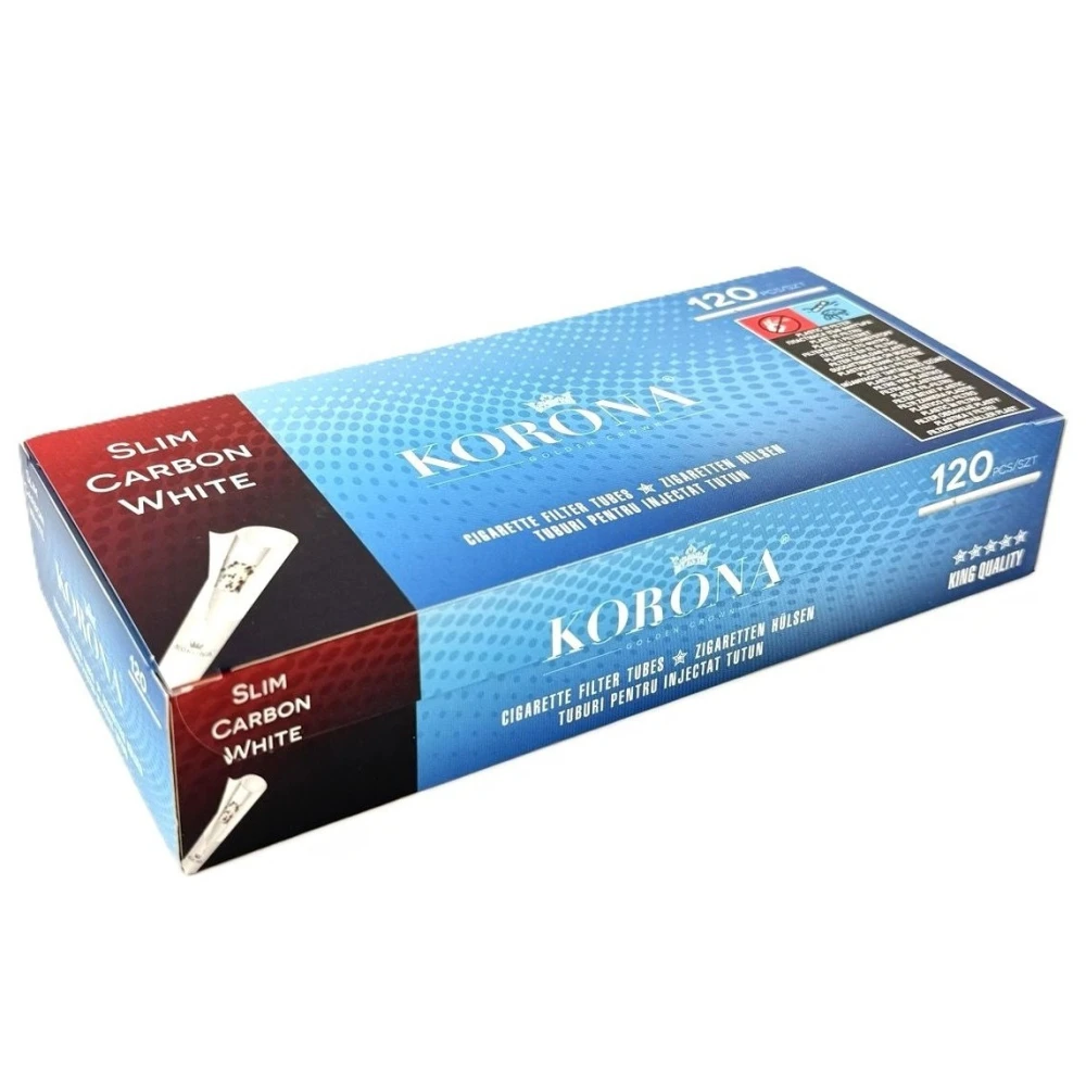 Гільзи для набивання сигарет KORONA SLIM CARBON WHITE (120 шт)
